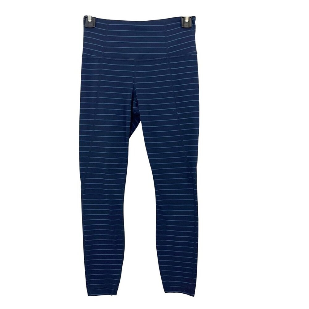 Athleta Navy Blue Striped Leggings Athletic Yoga - Size XS